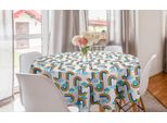 Abakuhaus Tovaglia Rotonda Con Caricature, Motivo Arcobaleno E Nuvole, Tovaglia Circolare Per Decorare La Sala Da Pranzo E La Cucina, 150 Cm, Bianca E Multicolore