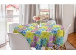 Abakuhaus Tovaglia Rotonda Con Motivi Floreali, Fiori E Foglie Acquerellati, Tovaglia Circolare Per Sala Da Pranzo E Cucina, 150 Cm, Multicolore