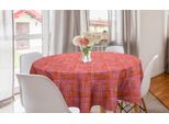 Abakuhaus Tovaglia Rotonda Astratta, Tartan Surreale, Tovaglia Circolare Per Sala Da Pranzo, Decorazione Cucina, 150 Cm, Fucsia Corallo Scuro