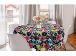 Abakuhaus Tovaglia Rotonda Con Motivi Floreali, Arte Floreale Grunge Astratta, Tovaglia Circolare Per Sala Da Pranzo E Decorazione Della Cucina, 150 Cm, Guscio D'uovo E Multicolore