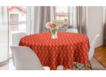 Abakuhaus Tovaglia Rotonda Astratta, Strisce Verticali Diagonali, Tovaglia Circolare Per Sala Da Pranzo, Decorazione Cucina, 150 Cm, Vermiglio Marrone E Senape