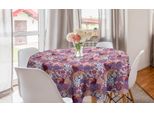 Abakuhaus Tovaglia Rotonda Con Motivi Animali, Tucani, Tigri E Foglie, Tovaglia Circolare Per Sala Da Pranzo E Cucina, 150 Cm, Coral Ceil Blue
