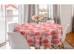 Abakuhaus Romantica Tovaglia Rotonda, Rose E Cuoricini, Tovaglia Circolare Per Sala Da Pranzo, Decorazione Per Cucina, 150 Cm, Rosa Corallo