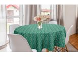 Abakuhaus Tovaglia Geometrica Rotonda, Motivi Damascati, Tovaglia Circolare Per Sala Da Pranzo, Decorazione Cucina, 150 Cm, Color Crema E Verde Mare
