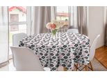 Abakuhaus Tovaglia Rotonda Con Motivi Floreali, Farfalle, Tovaglia Circolare Per Sala Da Pranzo, Decorazione Cucina, 150 Cm, Grigio Antracite, Rosa, Bianco