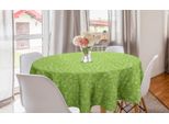 Abakuhaus Tovaglia Rotonda Con Motivi Floreali, Motivi Floreali Semplici, Tovaglia Circolare Per Sala Da Pranzo E Cucina, 150 Cm, Verde Lime E Bianco
