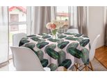 Abakuhaus Tovaglia Rotonda Con Foglie, Motivo A Foglie Stilizzate, Tovaglia Circolare Per Sala Da Pranzo, Decorazione Per Cucina, 150 Cm, Rosa Baby Multicolore