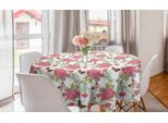 Abakuhaus Tovaglia Rotonda Primaverile, Farfalle Su Fiori Artistici, Tovaglia Circolare Per Sala Da Pranzo, Decorazione Cucina, 150 Cm, Rosa Pastello Multicolore