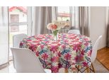 Abakuhaus Tovaglia Rotonda Con Motivi Floreali, Petali Colorati In Pizzo Sintetico, Tovaglia Circolare Per Sala Da Pranzo E Cucina, 150 Cm, Salmone E Multicolore