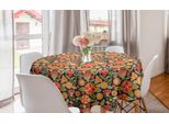 Abakuhaus Tovaglia Rotonda Con Motivi Floreali, Arte Popolare Polacca Astratta, Tovaglia Circolare Per Sala Da Pranzo E Cucina, 150 Cm, Burnt Sienna Multicolor
