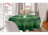 Abakuhaus Tovaglia Rotonda Astratta, Motivo Tartan Diagonale, Tovaglia Circolare Per Sala Da Pranzo E Cucina, 150 Cm, Verde Scuro Magenta