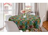 Abakuhaus Tovaglia Rotonda Wald, Foglie Tropicali Su Rosa Baby, Tovaglia Circolare Per Sala Da Pranzo, Decorazione Cucina, 150 Cm, Rosa Baby Multicolore