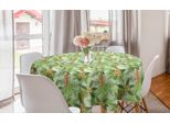 Abakuhaus Tovaglia Rotonda Primaverile, Motivi Floreali Tropicali Pastello, Tovaglia Circolare Per Sala Da Pranzo E Cucina, 150 Cm, Verde Felce E Rosa