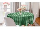 Abakuhaus Geometria Astratta Tovaglia Rotonda, Foglie Verticali, Tovaglia Circolare Copritavolo Per Sala Da Pranzo Decorazione Cucina, 150 Cm, Bianco Verde Verde Cacciatore