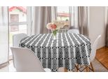 Abakuhaus Tovaglia Rotonda Astratta, Motivi Geometrici Grunge, Tovaglia Circolare Per Sala Da Pranzo, Decorazione Cucina, 150 Cm, Bianco E Grigio Scuro