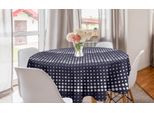 Abakuhaus Tovaglia Rotonda Astratta, Motivo A Pois, Tovaglia Circolare Per Sala Da Pranzo E Decorazione Della Cucina, 150 Cm, Indaco Scuro E Bianco