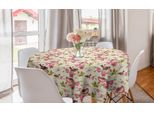 Abakuhaus Tovaglia Rotonda Con Motivi Floreali, Uccellini Canterini E Rose, Tovaglia Circolare Per Decorare La Sala Da Pranzo E La Cucina, 150 Cm, Rosa Crema