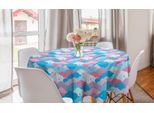 Abakuhaus Tovaglia Rotonda Astratta, Stile Infantile Nuvole Di Pioggia, Tovaglia Circolare Per Sala Da Pranzo, Decorazione Cucina, 150 Cm, Azzurro Cielo, Rosa E Lilla