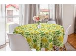 Abakuhaus Tovaglia Rotonda Con Foglie, Foglie, Piante E Farfalle, Tovaglia Circolare Per Sala Da Pranzo, Decorazione Per Cucina, 150 Cm, Giallo-Verde Felce