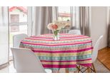 Abakuhaus Tovaglia Rotonda Stampata Messicana, Elementi Orizzontali, Tovaglia Circolare Per Sala Da Pranzo, Decorazione Cucina, 150 Cm, Rosa Shocking Senape