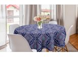 Abakuhaus Tovaglia Rotonda Orientale, Motivi Tribali, Tovaglia Circolare Per Sala Da Pranzo E Cucina, 150 Cm, Indaco Rosa Pallido