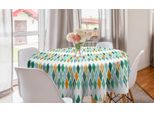 Abakuhaus Tovaglia Geometrica Rotonda, Rombi Moderni Elaborati, Tovaglia Circolare Per Sala Da Pranzo, Decorazione Cucina, 150 Cm, Verde Mare Arancione Bianco