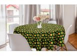 Abakuhaus Tovaglia Rotonda Con Motivi Fruttati, Motivo Continuo Con Albicocche, Tovaglia Circolare Per Sala Da Pranzo E Cucina, 150 Cm, Smeraldo E Multicolore
