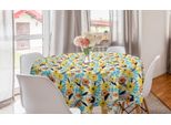Abakuhaus Tovaglia Rotonda Con Motivi Floreali, Fiori Ed Elementi Correlati, Tovaglia Circolare Per Sala Da Pranzo, Decorazione Cucina, 150 Cm, Color Crema E Multicolore