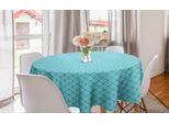 Abakuhaus Tovaglia Rotonda Astratta, Motivo Giapponese Waves, Tovaglia Circolare Per Sala Da Pranzo, Decorazione Cucina, 150 Cm, Bianco Sporco E Blu Mare