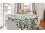 Abakuhaus Tovaglia Rotonda Con Motivi Floreali, Petali In Pizzo, Tovaglia Circolare Per Sala Da Pranzo E Cucina, 150 Cm, Bianco Multicolore