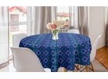 Abakuhaus Tovaglia Rotonda A Mosaico, Motivi Floreali Con Mandala, Tovaglia Circolare Per Sala Da Pranzo, Decorazione Per Cucina, 150 Cm, Indaco Scuro Seafoam
