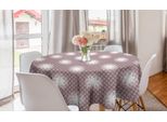 Abakuhaus Tovaglia Rotonda Astratta, Circular Scribbles Dots, Tovaglia Circolare Per Sala Da Pranzo, Decorazione Cucina, 150 Cm, Malva, Tortora E Bianco