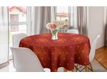 Abakuhaus Tovaglia Rotonda Con Fiori, Fiori Con Linee Punteggiate, Tovaglia Circolare Per Decorazione Sala Da Pranzo Cucina, 150 Cm, Paprika Senape