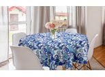Abakuhaus Tovaglia Rotonda Paisley, Motivo Boho Orientale A Foglie, Tovaglia Circolare Per Sala Da Pranzo, Decorazione Cucina, 150 Cm, Blu Indaco Pallido Azzurro