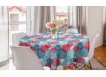 Abakuhaus Tovaglia Rotonda Astratta, Cerchi Intrecciati, Tovaglia Circolare Per Sala Da Pranzo, Decorazione Per Cucina, 150 Cm, Blu Petrolio E Bianco