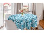 Abakuhaus Tovaglia Rotonda Con Balene, Creature Acquatiche Sottomarine, Tovaglia Circolare Per Sala Da Pranzo, Decorazione Per Cucina, 150 Cm, Blu Mare E Blu Cielo
