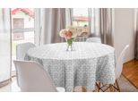 Abakuhaus Tovaglia Rotonda Minimalista, Linee Moderne E Pois, Tovaglia Circolare Per Sala Da Pranzo, Decorazione Cucina, 150 Cm, Grigio E Bianco