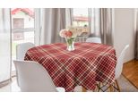 Abakuhaus Plaid Tovaglia Rotonda, Tartan A Quadri Dai Toni Caldi, Tovaglia Circolare Per Sala Da Pranzo E Cucina, 150 Cm, Rubino-Pesca-Crema