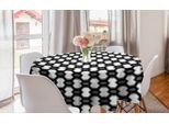 Abakuhaus Tovaglia Rotonda Astratta, Griglia Poligonale Monocromatica, Tovaglia Circolare Per Sala Da Pranzo, Decorazione Cucina, 150 Cm, Grigio Antracite E Bianco