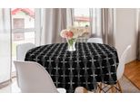 Abakuhaus Tovaglia Rotonda A Griglia, Dettagli Simmetrici Moderni, Tovaglia Circolare Per Sala Da Pranzo, Decorazione Cucina, 150 Cm, Grigio Antracite E Bianco