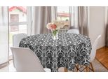 Abakuhaus Tovaglia Rotonda In Damasco Bianco, Motivi Floreali Monotoni, Tovaglia Circolare Per Sala Da Pranzo, Decorazione Per Cucina, 150 Cm, Grigio Antracite
