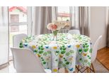 Abakuhaus Tovaglia Rotonda Con Motivi Floreali, Coccinelle Su Camomilla, Tovaglia Circolare Per Sala Da Pranzo, Decorazione Per Cucina, 150 Cm, Bianco E Verde