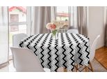 Abakuhaus Tovaglia Geometrica Rotonda, Pois E Zigzag, Tovaglia Circolare Per Sala Da Pranzo, Decorazione Cucina, 150 Cm, Grigio Antracite E Bianco