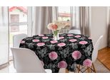Abakuhaus Tovaglia Rotonda Moderna, Forme Astratte E Fiori, Tovaglia Circolare Per Sala Da Pranzo E Decorazione Della Cucina, 150 Cm, Grigio Antracite Rosa Bianco