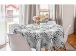 Abakuhaus Tovaglia Rotonda Astratta, Fiori Geometrici Moderni, Tovaglia Circolare Per Sala Da Pranzo, Decorazione Cucina, 150 Cm, Grigio E Bianco
