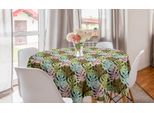 Abakuhaus Tovaglia Rotonda Colorata, Motivo Foglie Tropicali, Tovaglia Circolare Per Sala Da Pranzo, Decorazione Cucina, 150 Cm, Grigio Antracite E Multicolore