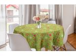Abakuhaus Tovaglia Rotonda Con Fiori, Fiori Di Campanula, Tovaglia Circolare Per Decorare La Sala Da Pranzo E La Cucina, 150 Cm, Verde, Rosa,