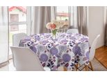 Abakuhaus Tovaglia Rotonda Viola, Disegni Floreali Botanici, Tovaglia Circolare Per Sala Da Pranzo, Decorazione Cucina, 150 Cm, Bianco Multicolore