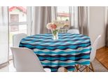 Abakuhaus Tovaglia Rotonda Nautica, Curve Orizzontali, Tovaglia Circolare Per Sala Da Pranzo, Decorazione Cucina, 150 Cm, Indaco E Azzurro