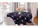 Abakuhaus Tovaglia Rotonda Blu Navy, Vari Fiori Di Ciliegio, Tovaglia Circolare Per Sala Da Pranzo, Decorazione Cucina, 150 Cm, Rosa Baby Indaco Scuro